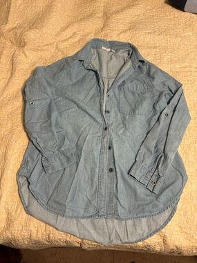 Light Blue Denim Button-Up Shirt - Men